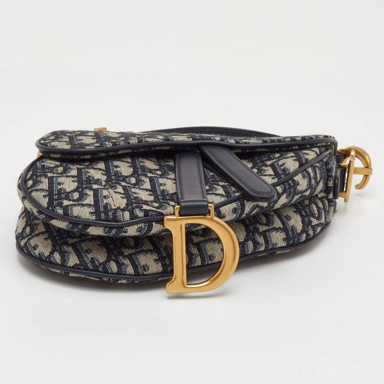 Pre Owned حقيبة ديور سادل قماش أوبليك أزرق بحري وجلد صغيرة