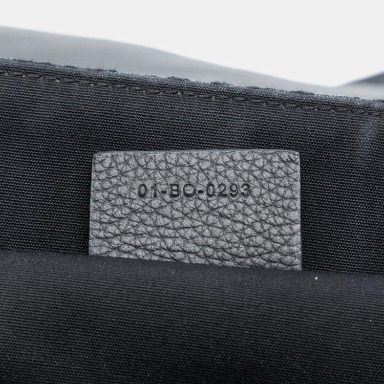 Pre Owned Dior Black Medium Oblique Canvas and Grained Calfskin Saddle Messenger Bag with Flap