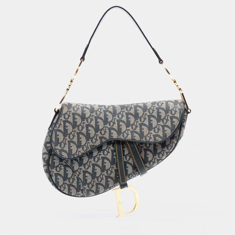 Pre Owned Dior Blue Diorissimo Canvas Saddle Bag