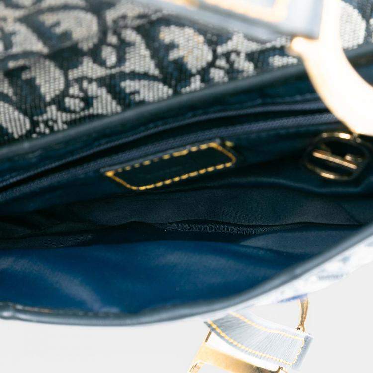Pre Owned Dior Blue Diorissimo Canvas Saddle Bag