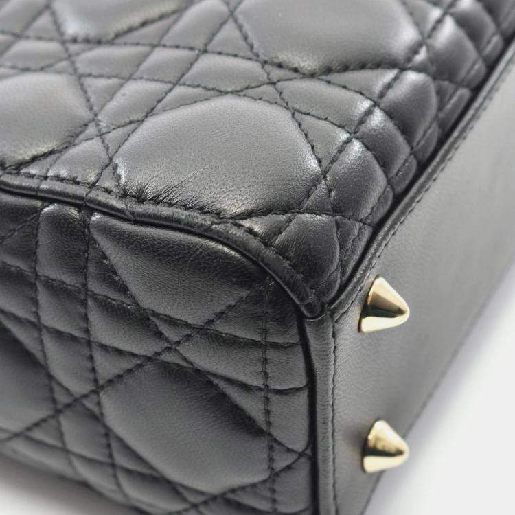 مملوكة مسبقًا حقيبة يد ديور ليدي ماي أبسيديور ليدي سودة من الجلد حجم صغير بنمط كاناج