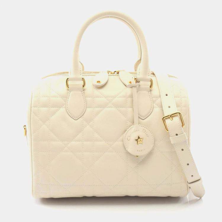 Pre Owned Christian Dior Dior Groove 25 Macrocannage Handbag Leather White