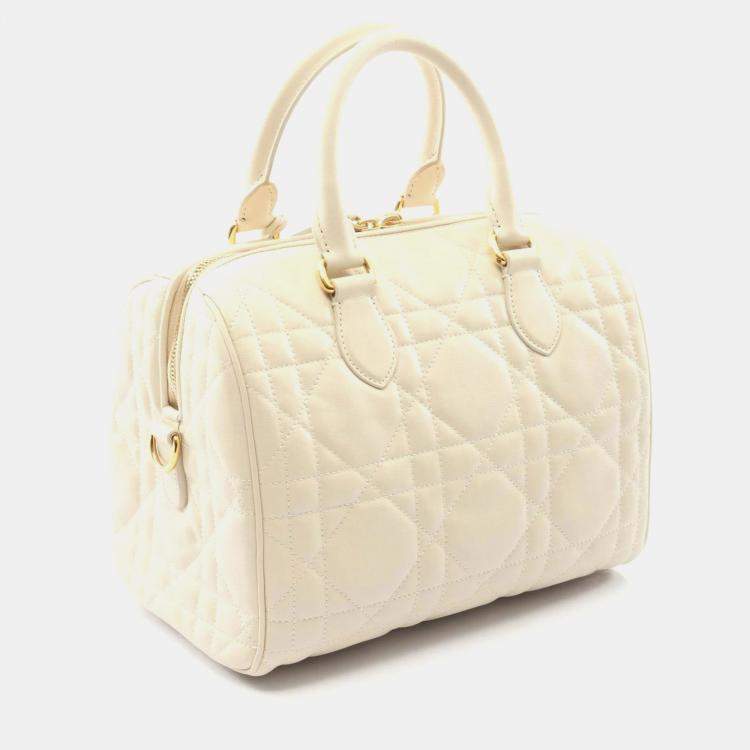 Pre Owned Christian Dior Dior Groove 25 Macrocannage Handbag Leather White