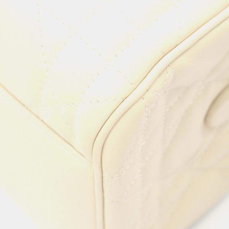 Pre Owned Christian Dior Dior Groove 25 Macrocannage Handbag Leather White