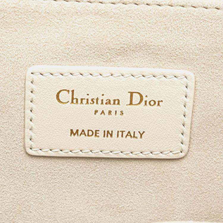 Pre Owned Christian Dior Dior Cannage Lady Shoulder Bag White Lambskin