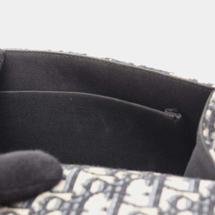 Pre Owned Christian Dior Dior 30 Montaigne Oblique Jacquard Shoulder Bag Canvas And Leather Beige Navy Black