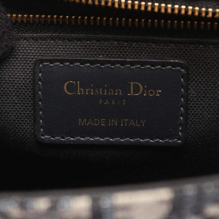 Pre Owned Christian Dior Dior 30 Montaigne Oblique Jacquard Shoulder Bag Canvas And Leather Beige Navy Black