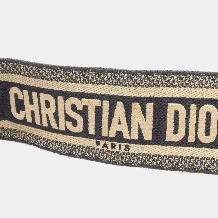 Pre Owned Christian Dior Dior Saddlebag Oblique Jacquard Handbag Canvas And Leather Beige Navy