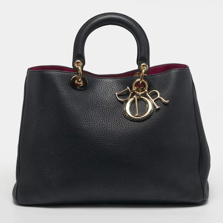 Pre Owned Dior Diorissimo Large Black Leather Shopper Tote