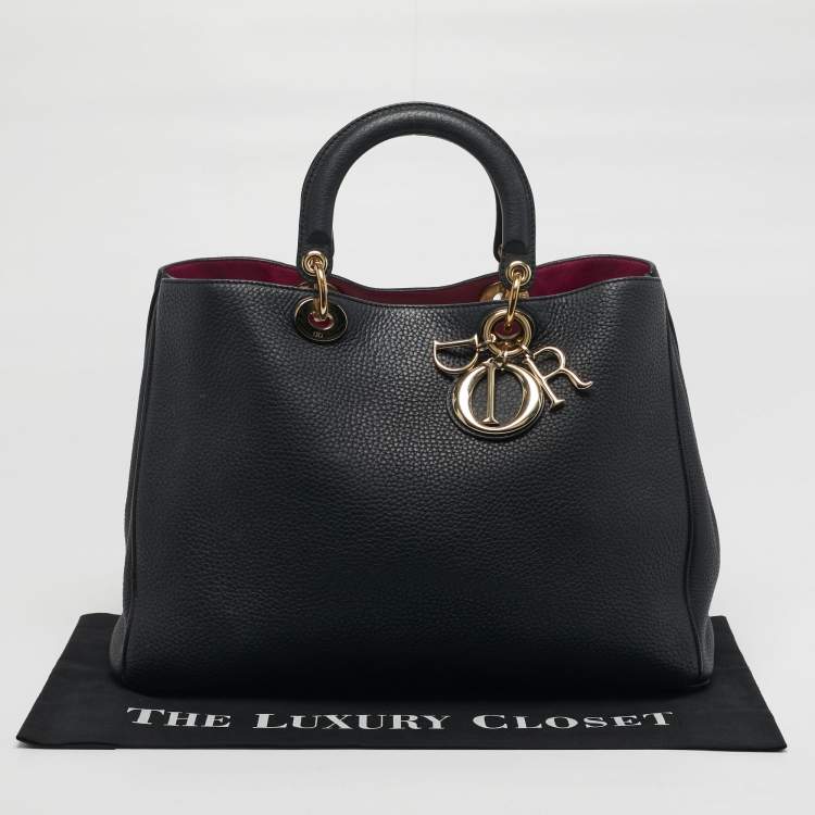 Pre Owned Dior Diorissimo Large Black Leather Shopper Tote
