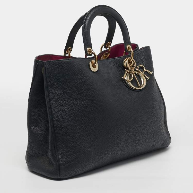Pre Owned Dior Diorissimo Large Black Leather Shopper Tote