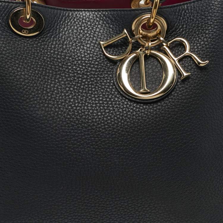 Pre Owned Dior Diorissimo Large Black Leather Shopper Tote