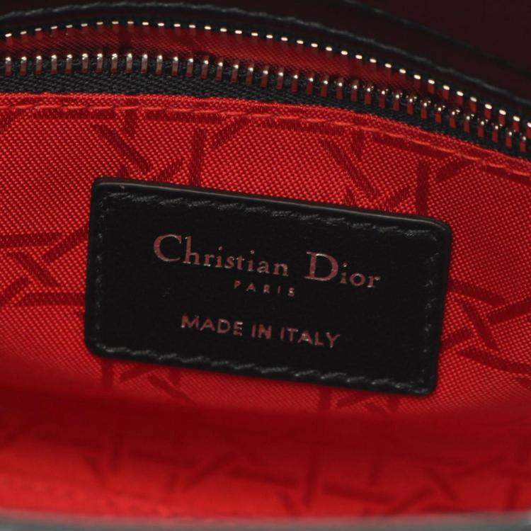 Pre Owned Christian Dior Dior Lady Dior My Abcdior Lady Small Cannage Handbag Leather Black