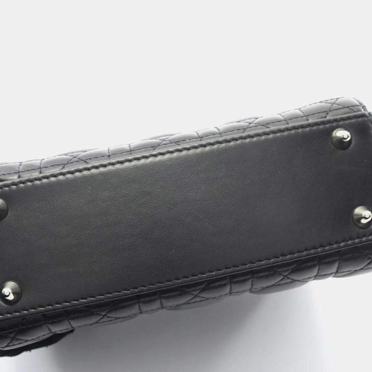 Pre Owned Christian Dior Dior Lady Dior My Abcdior Lady Small Cannage Handbag Leather Black