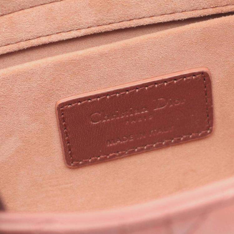 Pre Owned Christian Dior Dior Lady D-Joy Medium Cannage Handbag Leather Pink