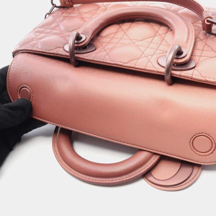 Pre Owned Christian Dior Dior Lady D-Joy Medium Cannage Handbag Leather Pink