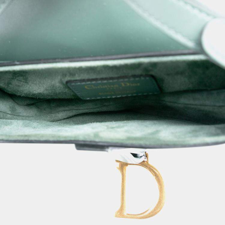 Pre Owned Dior Green Mini Smooth Calfskin Saddle Bag