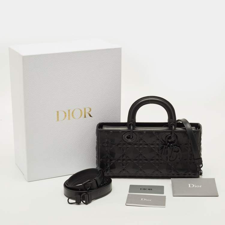 Pre Owned Dior Lady D-Joy Medium Black Cannage Diamond Leather Tote