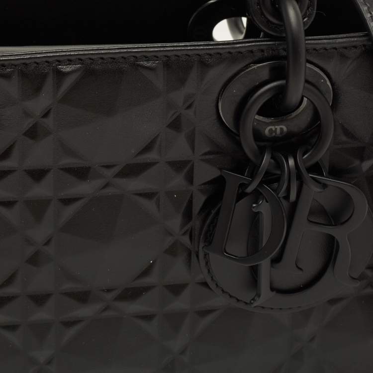 Pre Owned Dior Lady D-Joy Medium Black Cannage Diamond Leather Tote