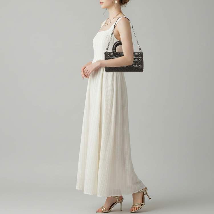 Pre Owned Dior Lady D-Joy Medium Black Cannage Diamond Leather Tote