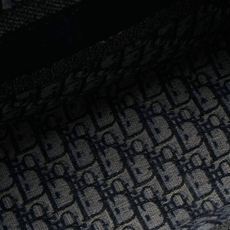 مملوكة مسبقًا حقيبة يد ديور قماش مطرزة أوبليك أزرق كحلي متوسطة