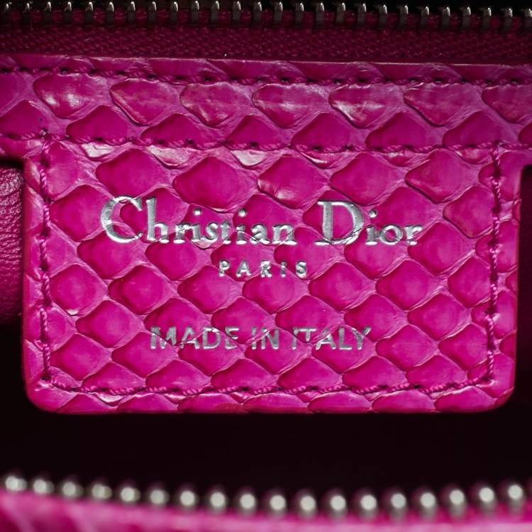 Pre Owned Dior Lady Dior Large Tricolor Python Tote