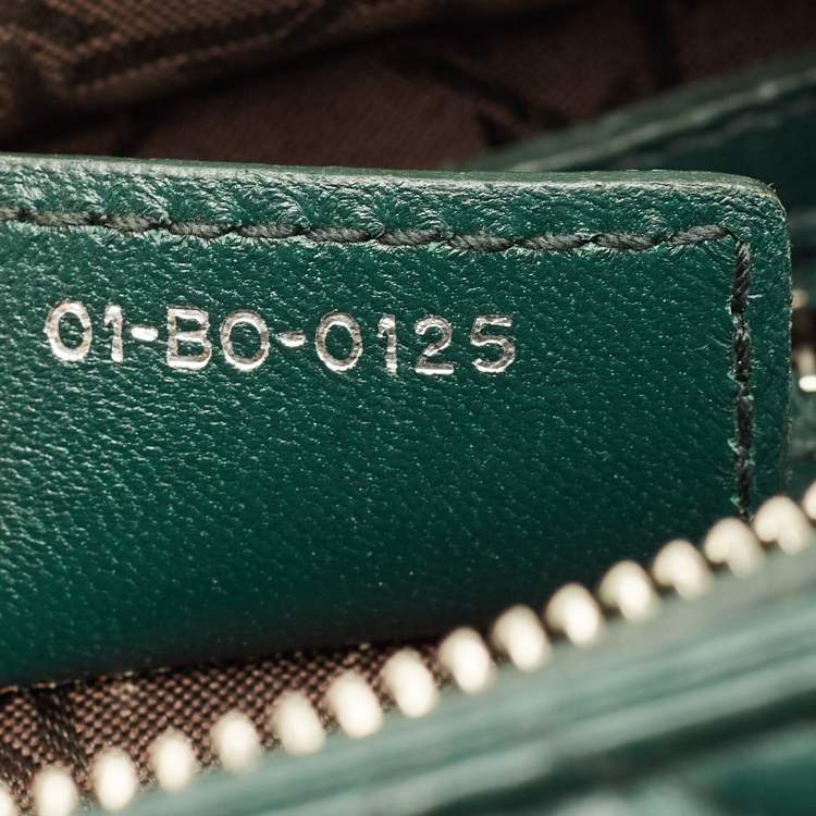 Pre Owned Dior Lady Dior Medium Green Cannage Leather Tote