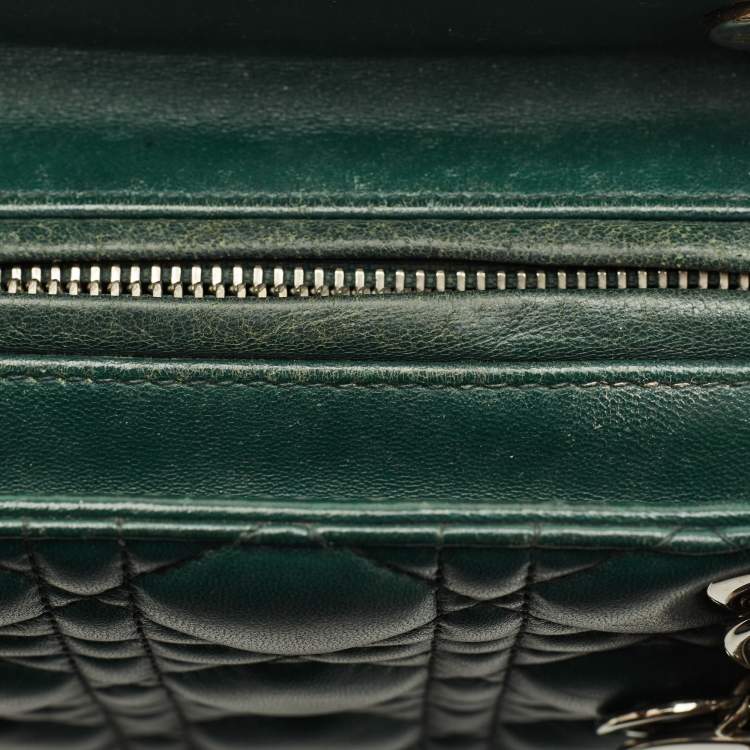 Pre Owned Dior Lady Dior Medium Green Cannage Leather Tote