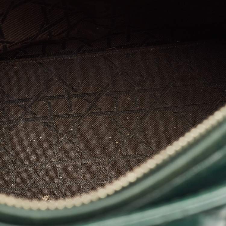Pre Owned Dior Lady Dior Medium Green Cannage Leather Tote