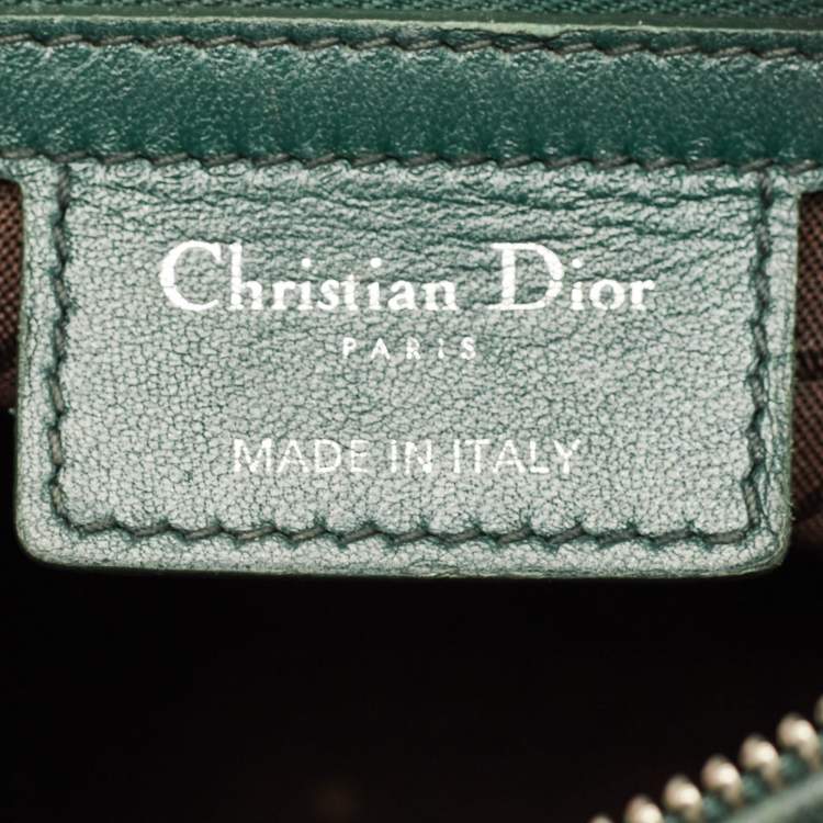Pre Owned Dior Lady Dior Medium Green Cannage Leather Tote
