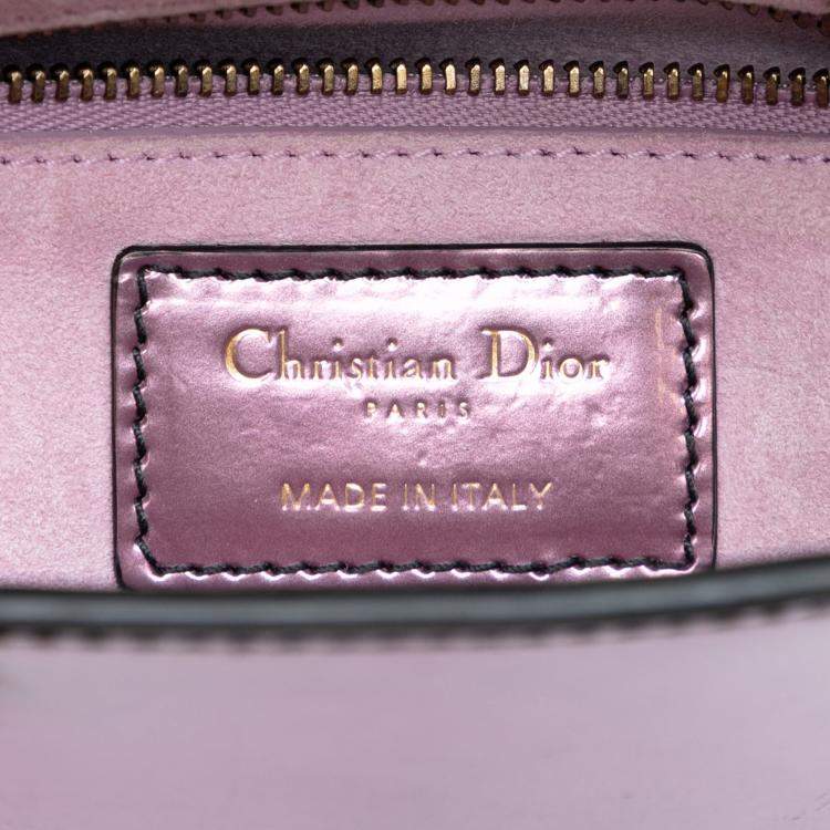 Pre Owned Dior Pink Mini Metallic Patent Lady Dior