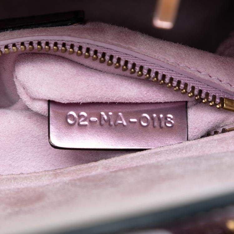 Pre Owned Dior Pink Mini Metallic Patent Lady Dior