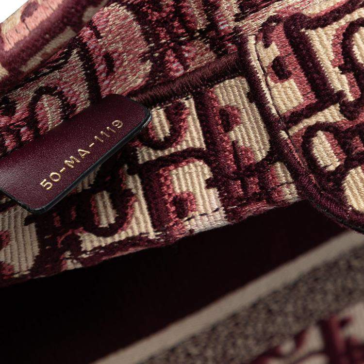 Pre Owned Dior Red Large Oblique Embroidered Canvas Book Tote