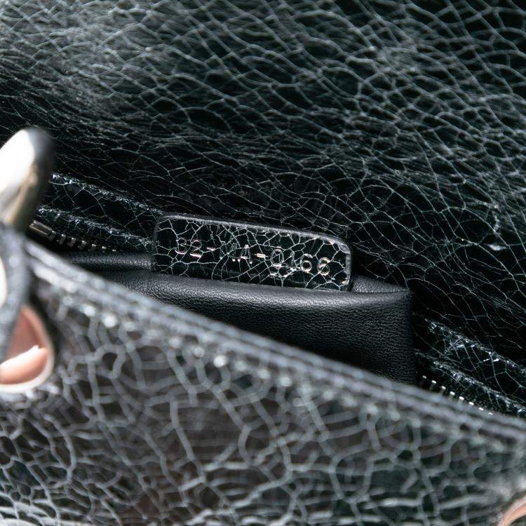 Pre Owned Dior Black Mini Deerskin Ceramic Effect Jeweled Swan Lady Dior