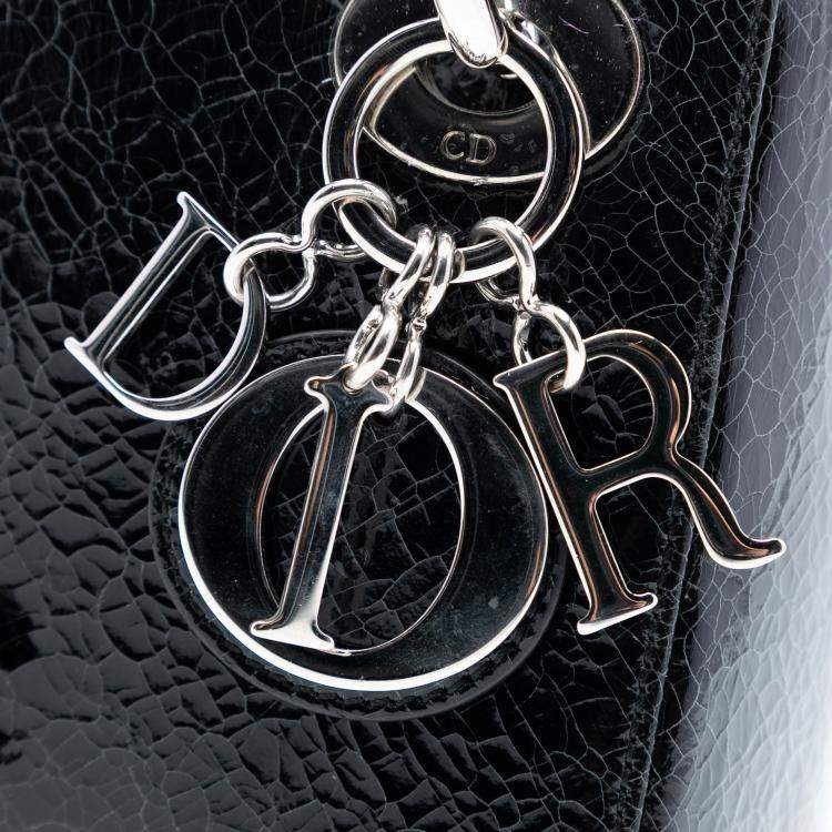 Pre Owned Dior Black Mini Deerskin Ceramic Effect Jeweled Swan Lady Dior