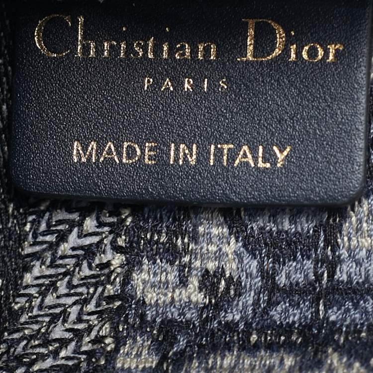 Pre Owned Dior Book Mini Navy Blue Oblique Canvas Tote