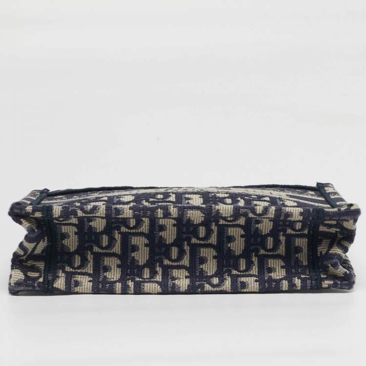 Pre Owned Dior Book Mini Navy Blue Oblique Canvas Tote