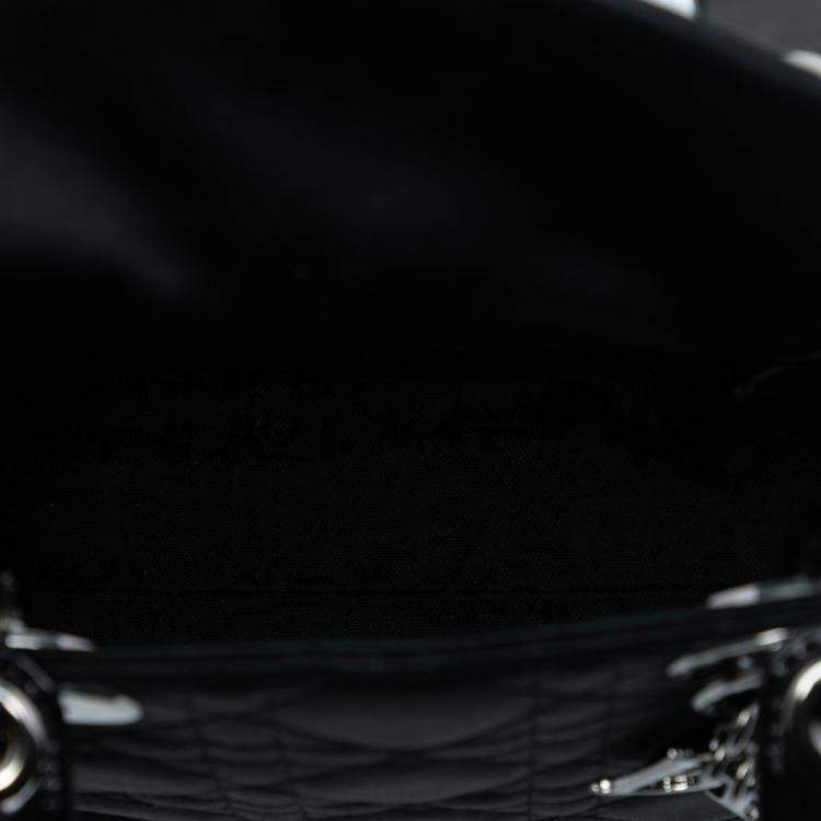 Pre Owned Dior Black Mini Satin Cannage Lady Dior