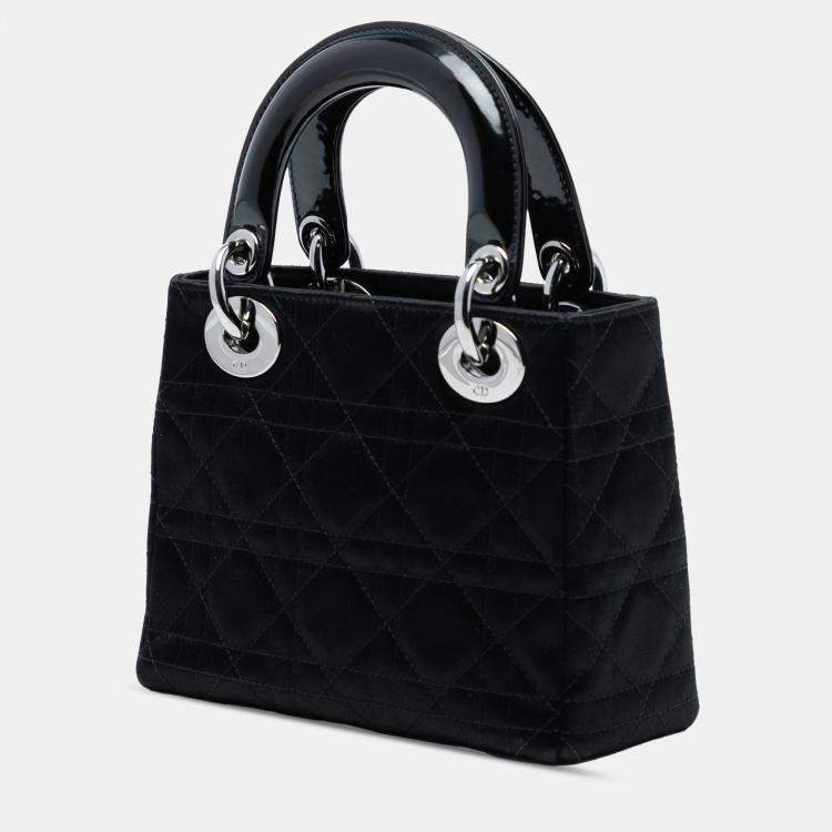 Pre Owned Dior Black Mini Satin Cannage Lady Dior