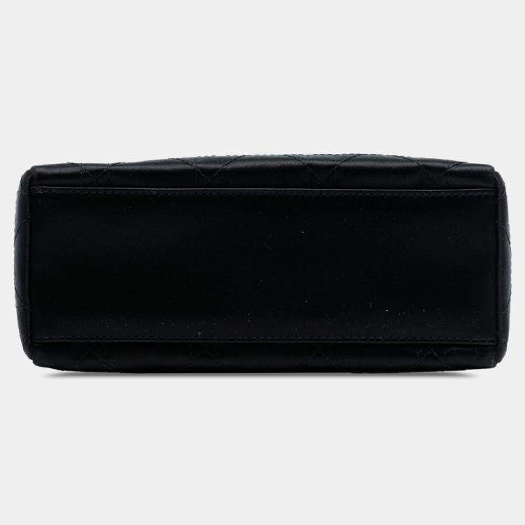 Pre Owned Dior Black Mini Satin Cannage Lady Dior