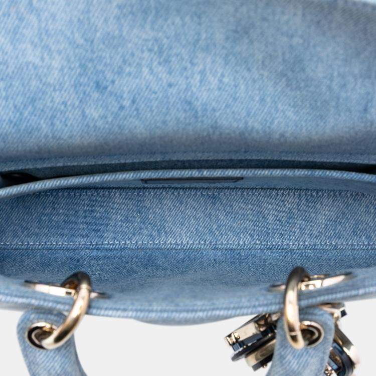 Pre Owned Dior Blue Medium Denim Macrocannage Lady D Joy