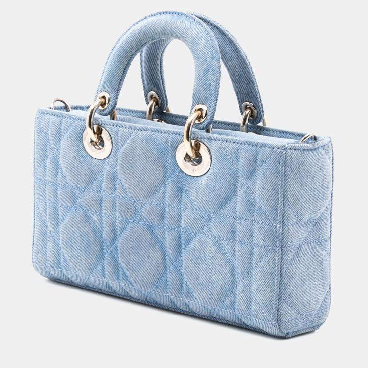 Pre Owned Dior Blue Medium Denim Macrocannage Lady D Joy