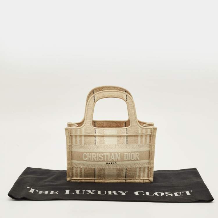 مملوكة مسبقًا Dior Book Mini Beige Bayadere Striped Canvas Tote