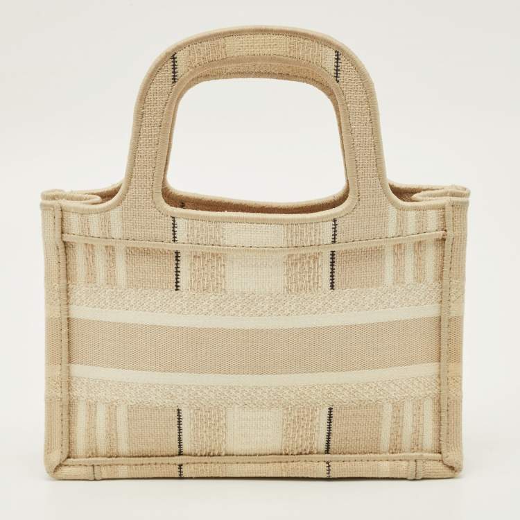 مملوكة مسبقًا Dior Book Mini Beige Bayadere Striped Canvas Tote