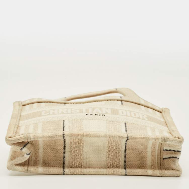 مملوكة مسبقًا Dior Book Mini Beige Bayadere Striped Canvas Tote