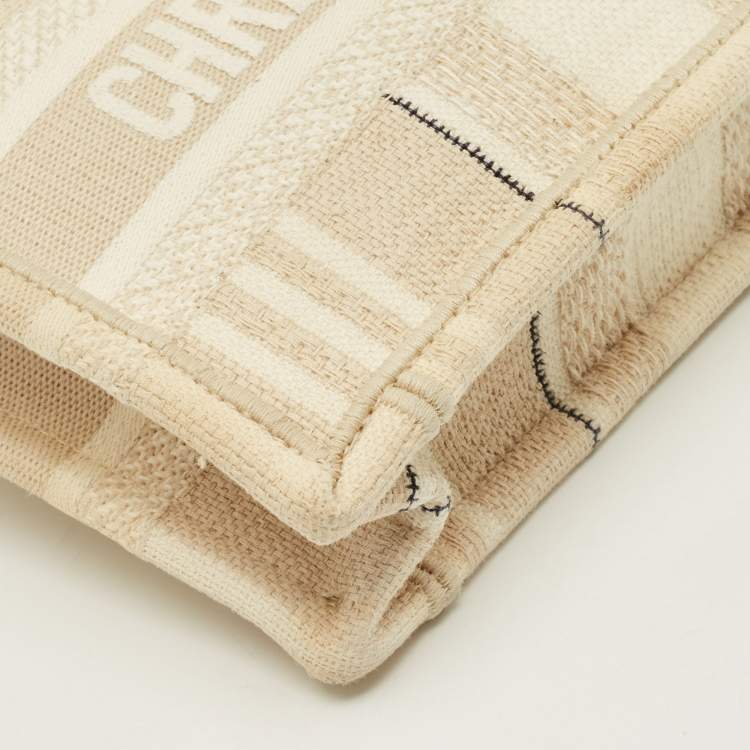 مملوكة مسبقًا Dior Book Mini Beige Bayadere Striped Canvas Tote