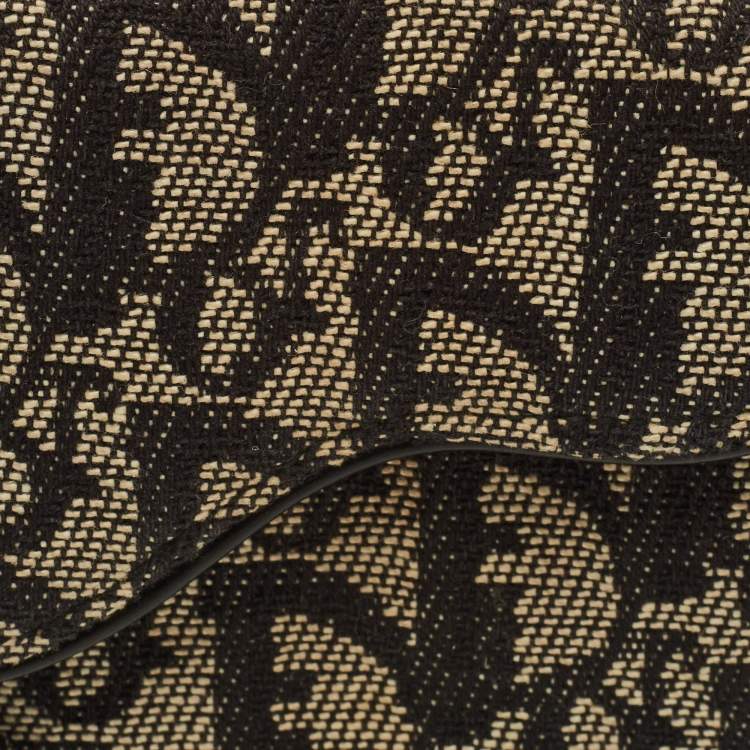 Pre Owned Dior Saddle Black Oblique Canvas and Leather French Wallet