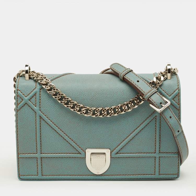 Pre Owned Dior Diorama Medium Light Blue Leather Shoulder Bag