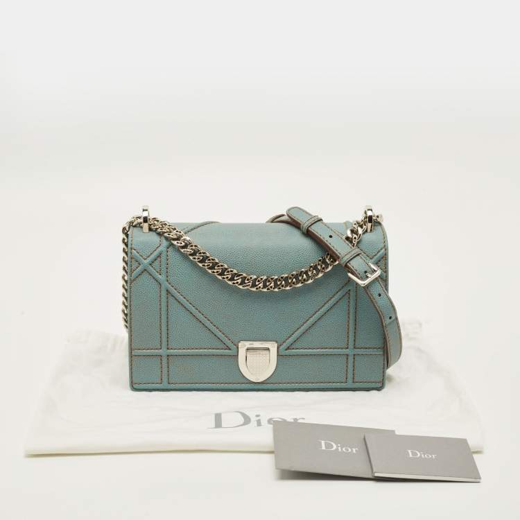 Pre Owned Dior Diorama Medium Light Blue Leather Shoulder Bag