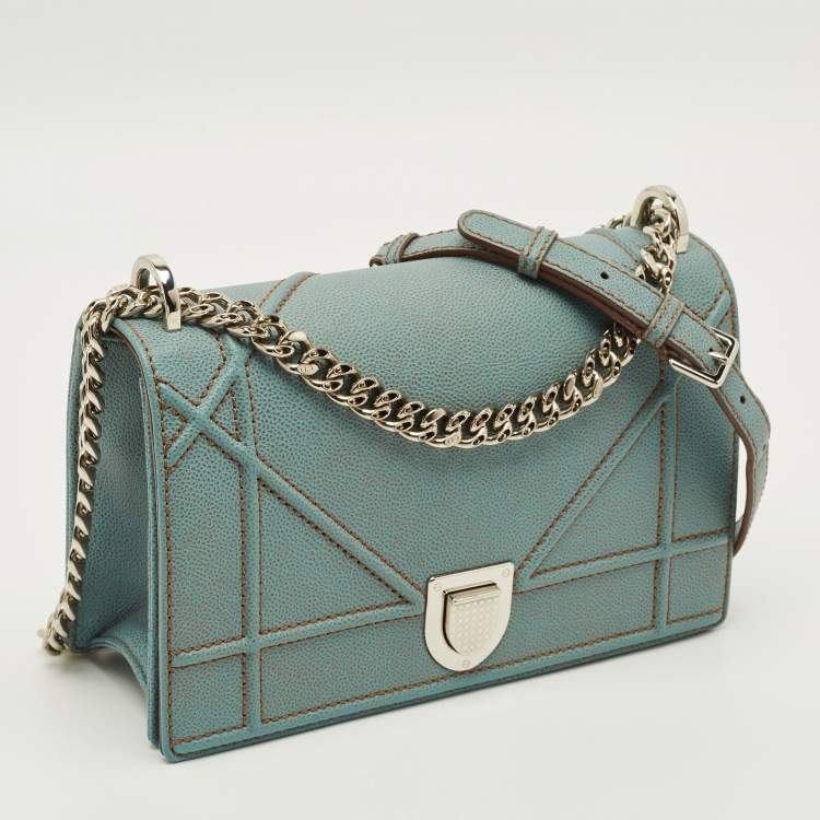 Pre Owned Dior Diorama Medium Light Blue Leather Shoulder Bag
